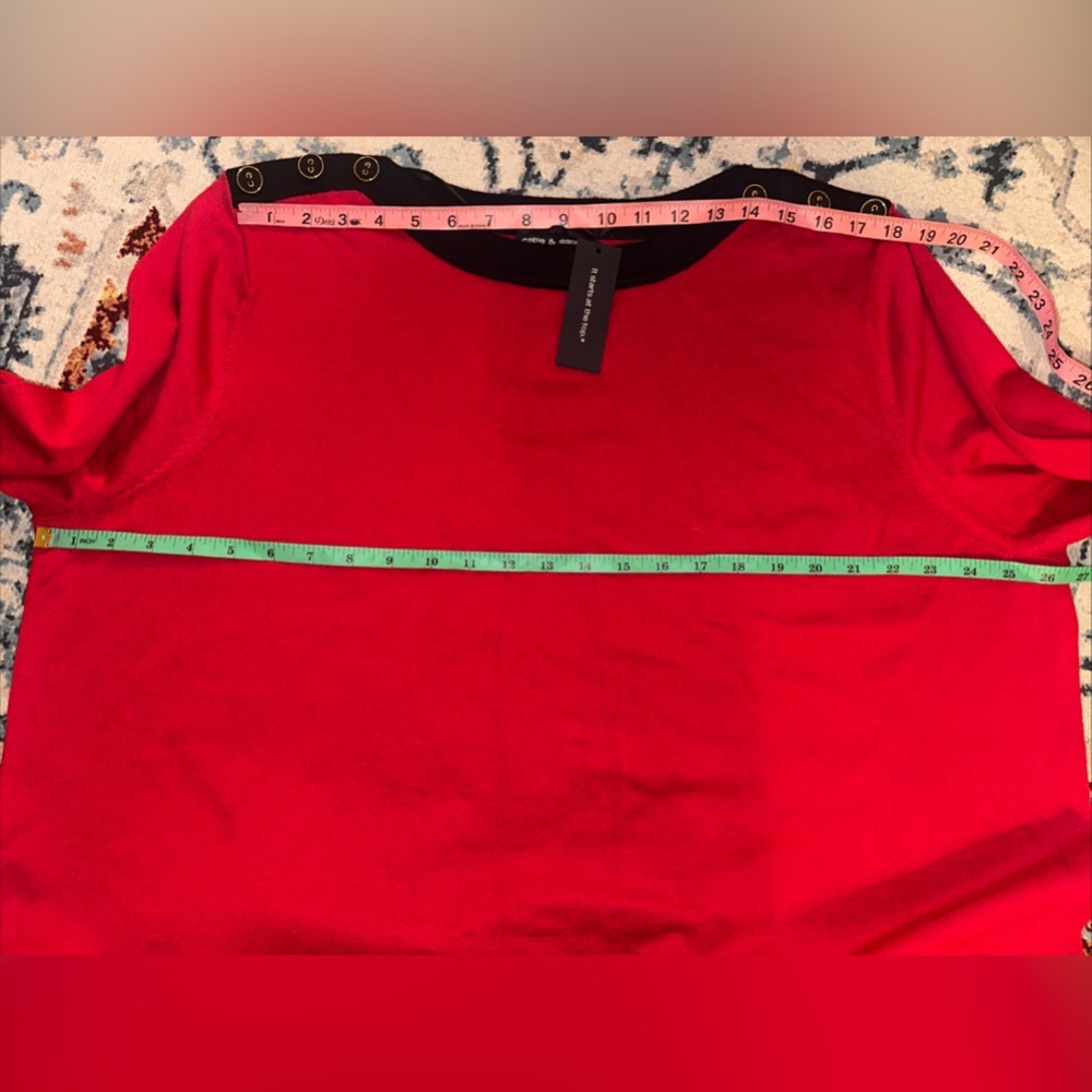 NWT Cable & Gauge Black Red Tunic Boatneck Sweater Plus Sz 3X 3/4 Sleeve - Picture 10 of 10